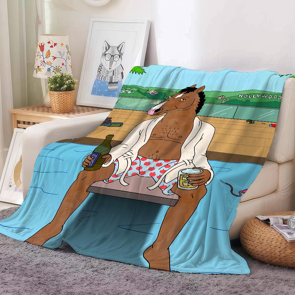 B-BoJack Мультфильм H-Лошадь Одеяло Теплое и Мягкое Подходит для Спальни Гостиной Дивана Кровати Офиса Путешествий Кемпинга