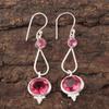 Natural Pink Tourmaline Gemstone 925 Sterling Silver Jewelry Hook Earrings2.50" EE-132-4