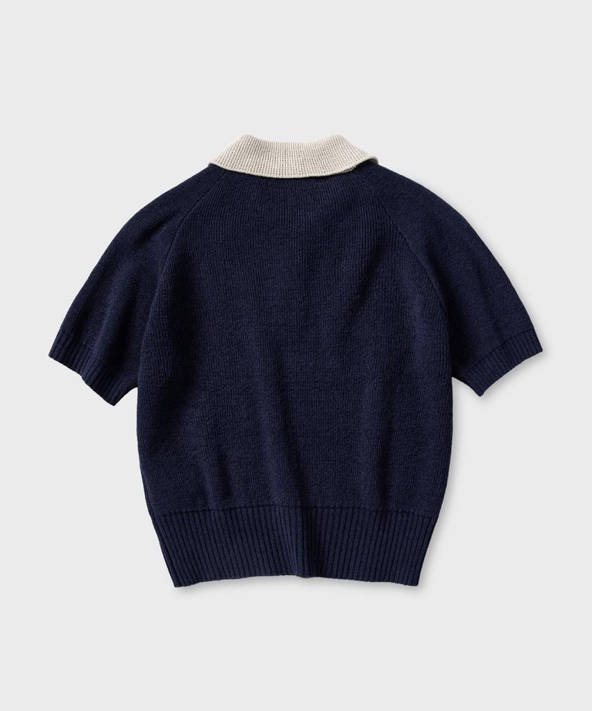 NONBLANK Raglan Half Sleeve Collar Knit_Navy
