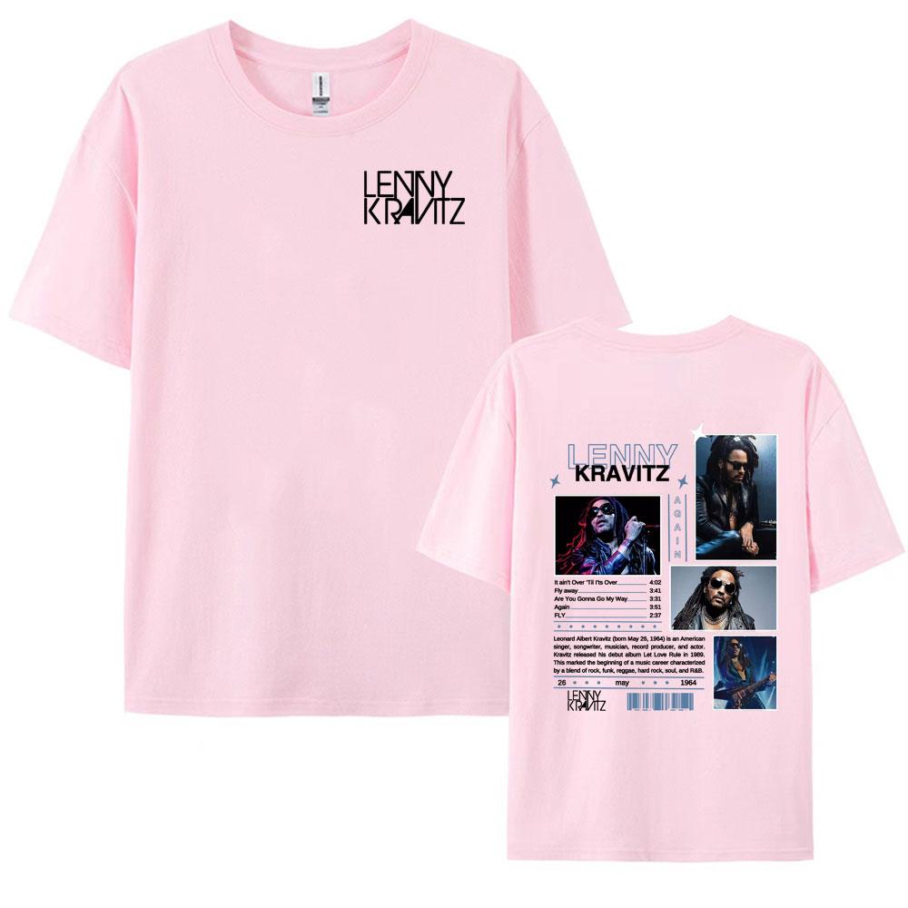 Rapper Lenny Kravitz Again Album 2025 Tour Tshirt Men Hip Hop 90s Retro High Quality T Shirt Fashion Casual 100 Cotton Tshirt