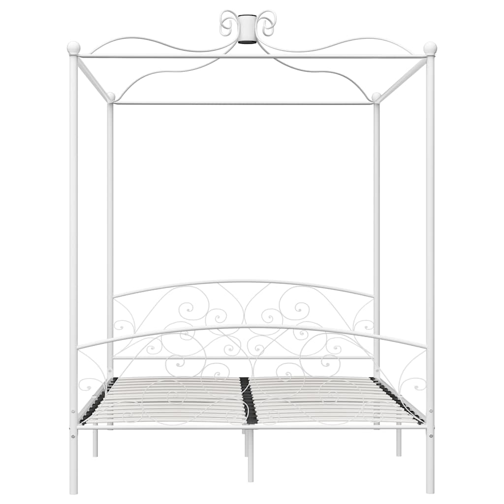 White Metal Canopy Bed Frame 180 x 200 cm