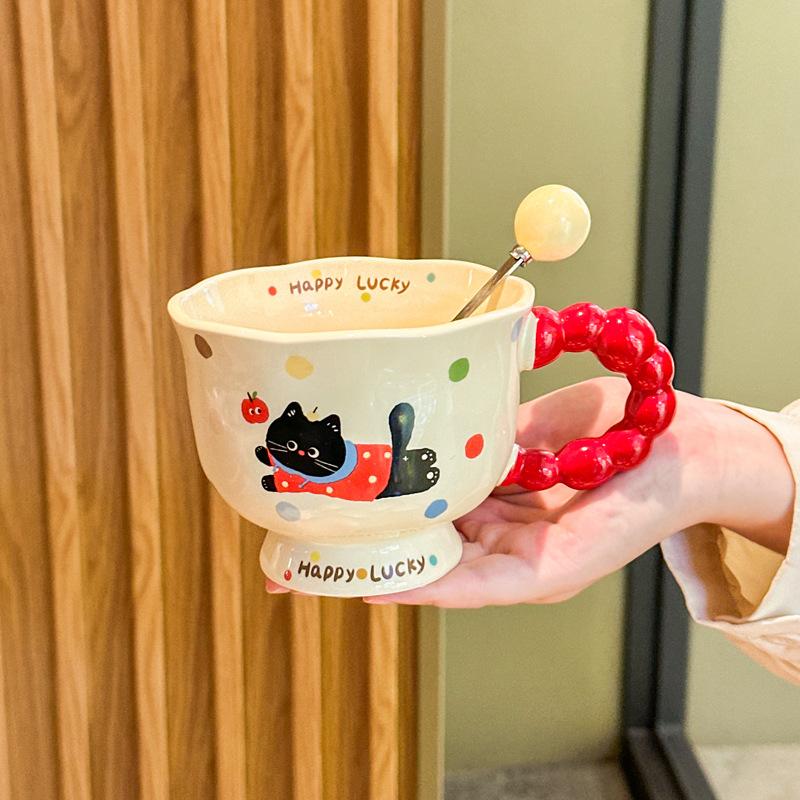 Подарок на день рождения высокой ценности, милая керамическая кружка с кошкой в горошек, практичный сувенирный подарочный набор для девочек и подруг