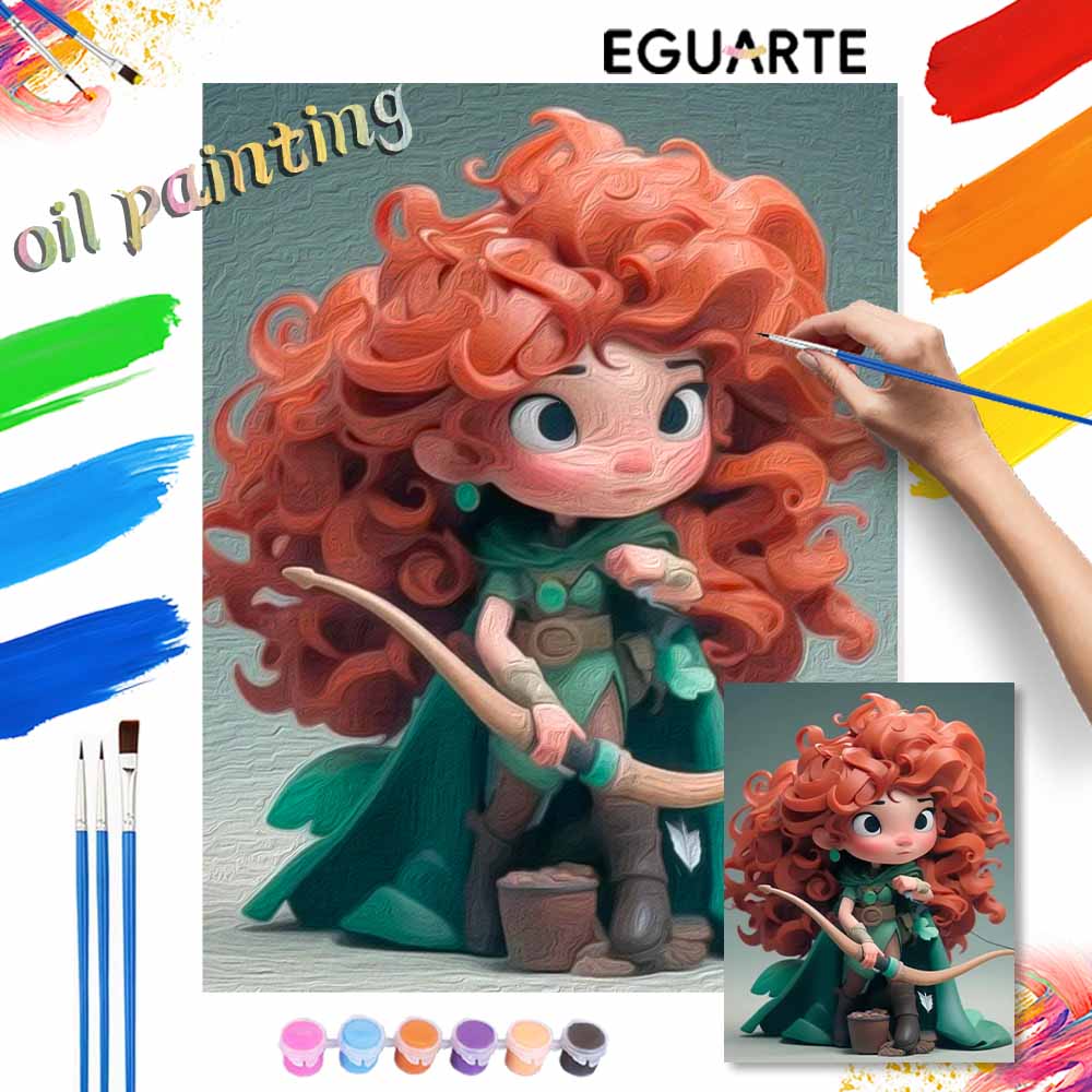 Disney Merida Archer oil paint by numbers painting kit handmade diy home decor gifts custom artistic wall decor for living room bedroom