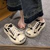 Open Smile Half Tray Bag Head Little White Canvas Shoes Women's 2024 Summer New Versatile Thick-soled Lazy Casual Cool Slippers
