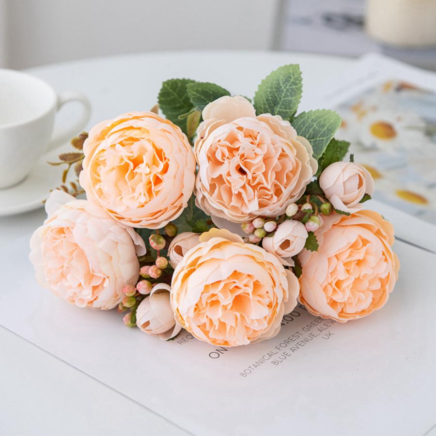 7 Forks Silk Artificial Flower Peony Home Room Wedding Wreath Festival Party Outdoor Arch Background Decor Floral Arrangement