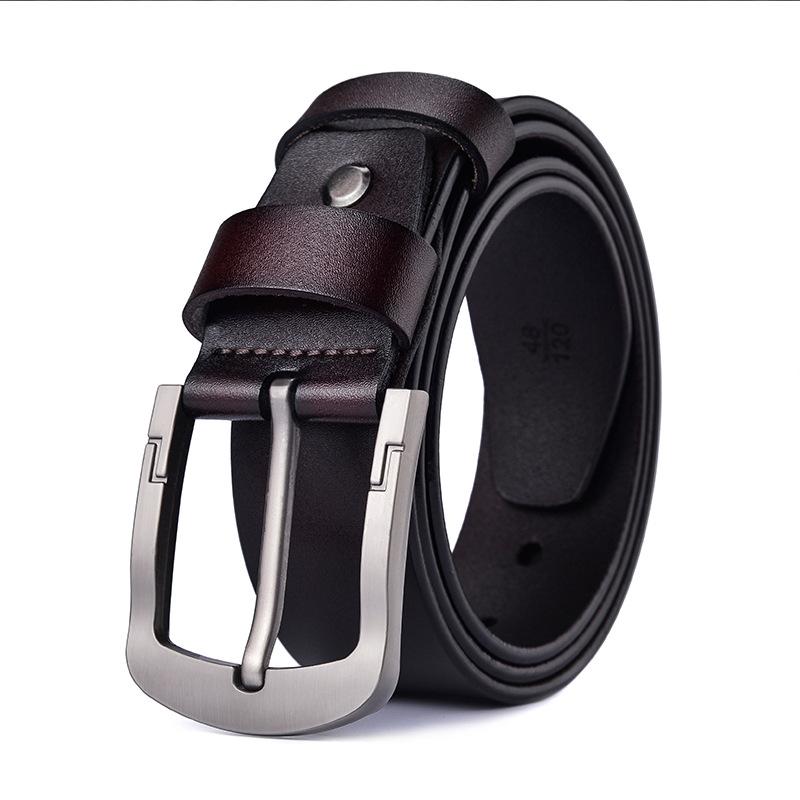 Men'S Leather Pin Buckle Belt Real Cowhide Belt Antique Casual Men'S Pants Belt