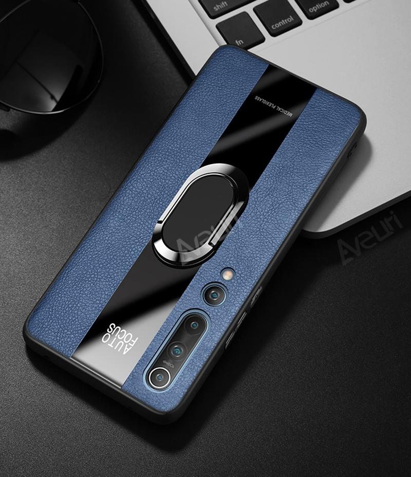 Роскошный чехол для телефона из искусственной кожи для Xiaomi Mi Poco X3 NFC X3 Pro Redmi Note 9S 8 9 Pro Чехол с кольцом-держателем Силиконовый защитный чехол