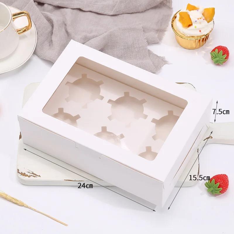 Cupcake Boxes with Inserts Cake Boxes with Clear Window Cake Holder Cupcake Carrier 2/4/6 Holes Muffin Boxes for Holidays