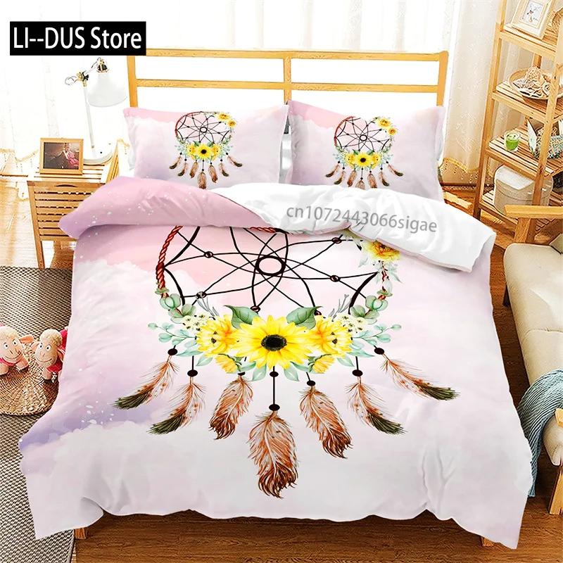 Пододеяльник Dreamcatcher Bohemia, комплект постельного белья из микрофибры с перьями, полный комплект для девочек, подростков, взрослых, декор спальни