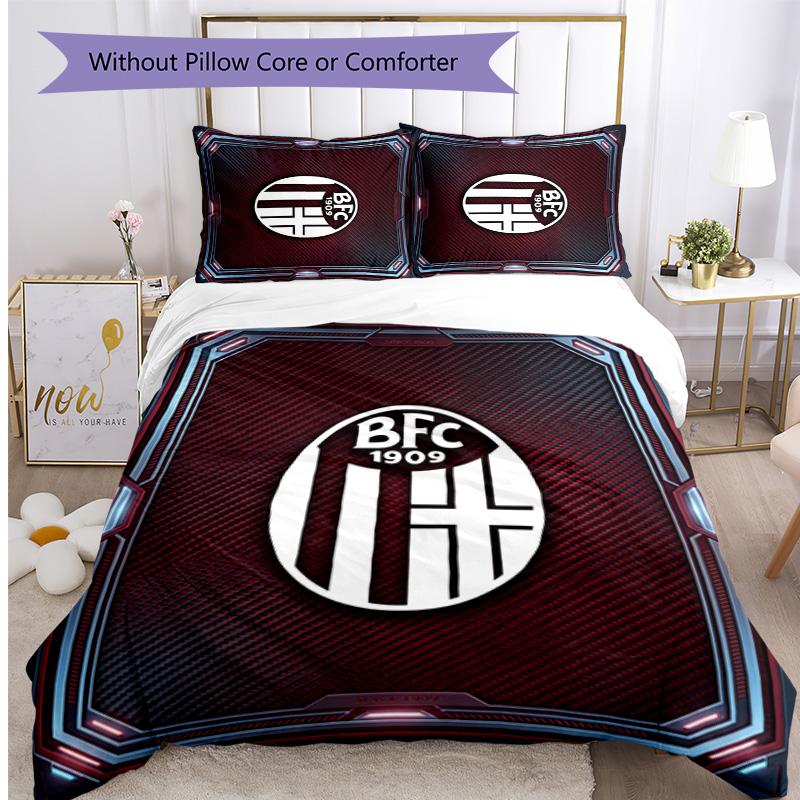 Bologna FC Printed 3PCS Bedding Set Breathable Duvet Cover with Pillowcases Decorative Bed Linen for Bedroom Home