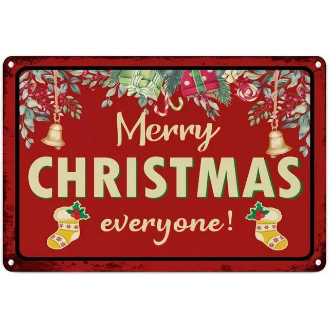 Vintage Merry Christmas Metal Tin Sign Rustic Wall Art Plaque for Home Cafe Garden Bar Club Man Cave Perfect Holiday Decor