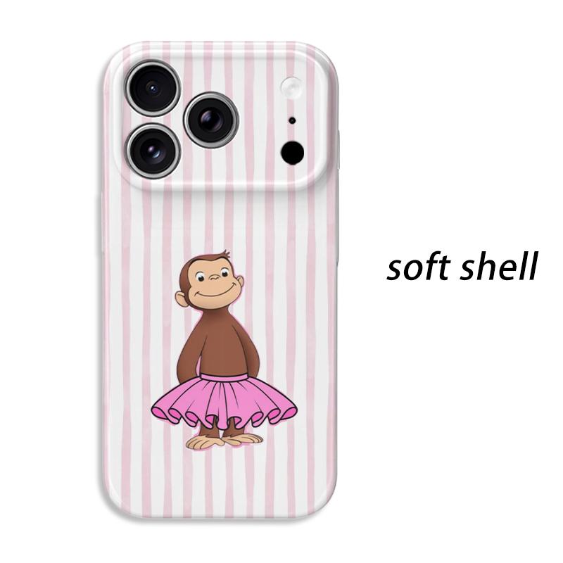Charming Ballet Dancer Monkey Striped Art Film Aesthetic Protective Shockproof Bumper Case Cover For iPhone 14 15 16 Pro Max Plus