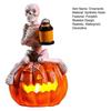 Halloween Pumpkin Skeleton Figurine, LED Light-Up Decorative Pumpkin Lantern, Spooky Holiday Decoration for Halloween Parties & Ghost Festivals