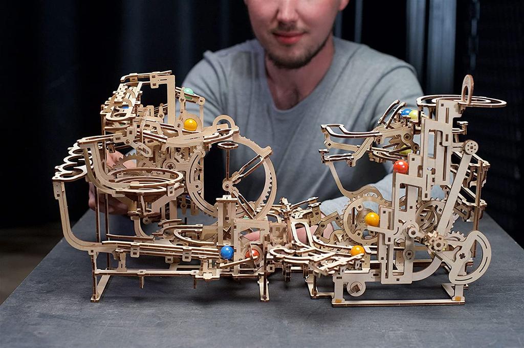 Ugears 70170 Marble Run Tiered Hoist Model Kit, Wooden Blocks, DIY Puzzle, Assembly, Imagination, Creativity, Toy, Educational, Wood Puzzle, 3D Craft