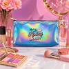 Romantic Kissing Booth Graphic Print Laser Cosmetic Makeup Bag,Holographic Toiletry Pouch for Travel Vacation Beauty Accessories