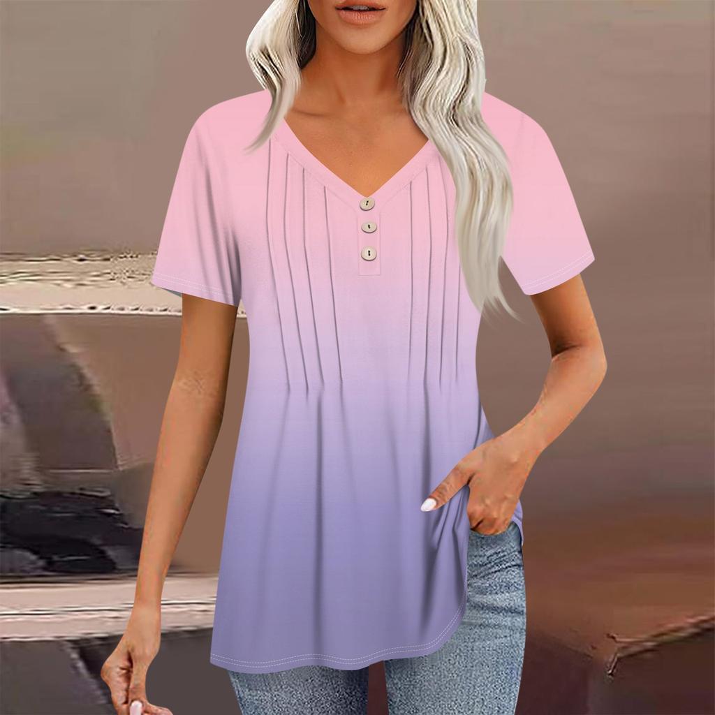 Женские рубашки с короткими рукавами, топы, элегантные повседневные рубашки, топы с V-образным вырезом и плиссировкой