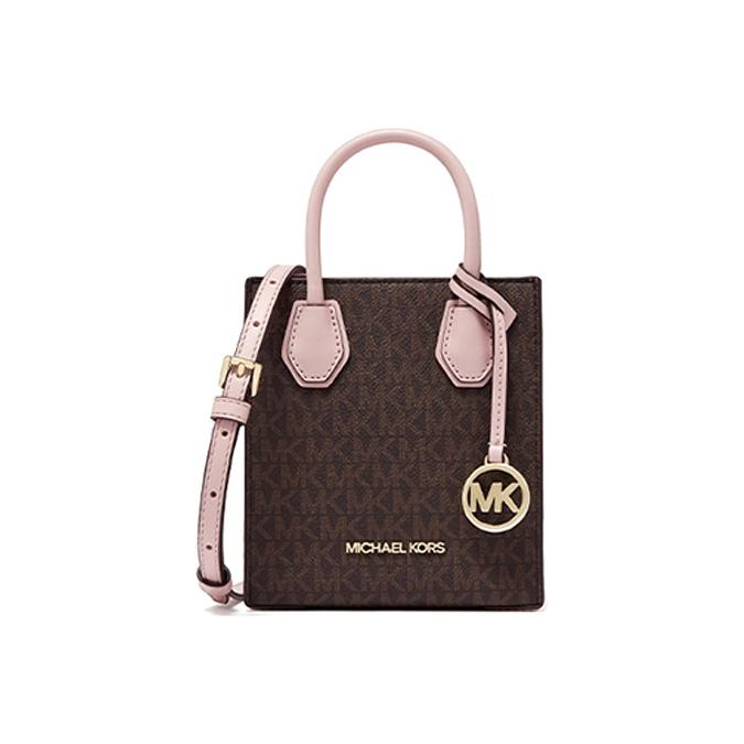 Michael Kors Mk Mercer Monogram Color Block Logo Leather Fabric Accordion Bag Mini Women handbags 35T1GM9C0I-648