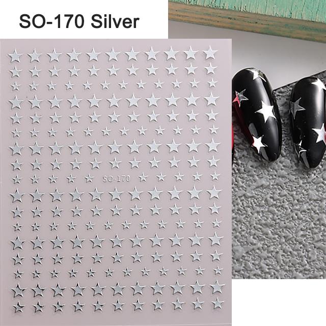 Наклейки для ногтей с серебристыми звездами, 3D бронзирующий лазер, белый крест, звездный свет, глянцевый Y2k, стильные клейкие украшения для маникюра, SO-167