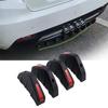 Universal 4Pcs PVC Rear Bumper Diffuser Molding Point Garnish Lip Diffuser Shark Fin Black Red For All Car