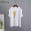Shellsuning Fashion Aesthetic Art Line Printed T-shirts Women 2023 Summer New 100% Cotton Casual Basic Tees Couple Clothes Female Harajuku Tops