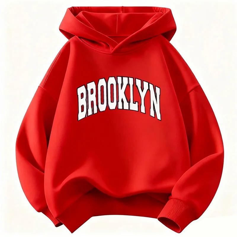 Brooklyn Letter Printed Hoodie - Casual Fashion Sweatshirt Hoody for Kids Boys And Girls Comfortable Streetwear Clothing