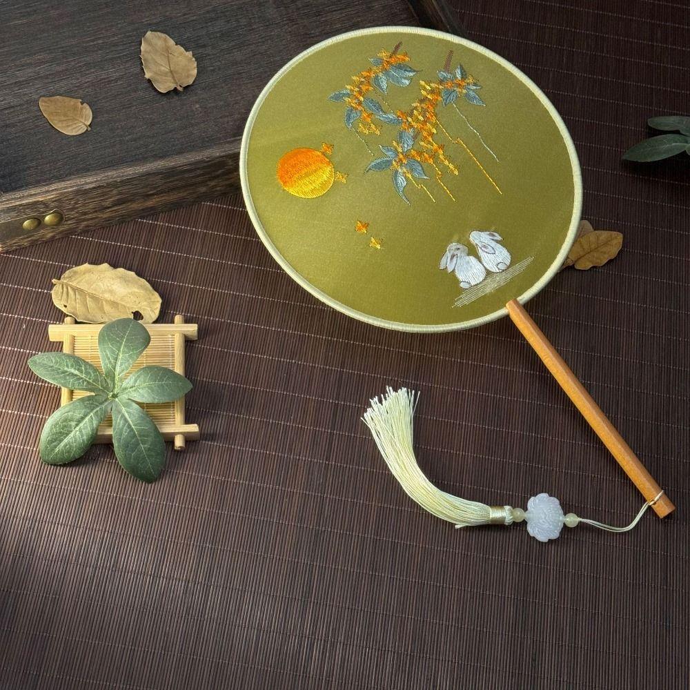 Веер с вышивкой в китайском стиле, ручной шелковый веер, веер в древнекитайском стиле, китайская свадьба