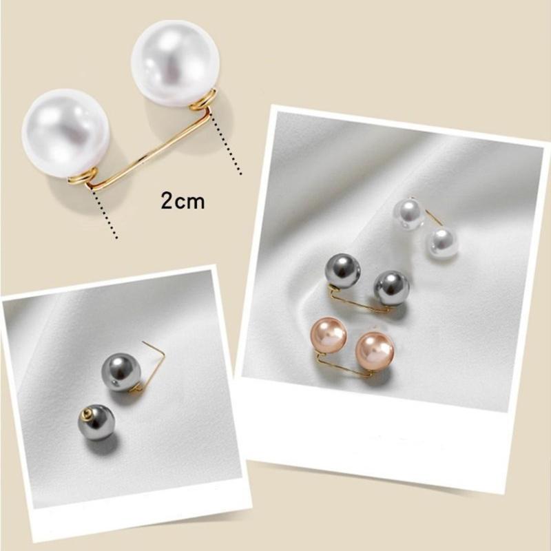 8Pcs Artificial Pearls Waist Button Tighteners Trousers Waistband Adjusters Clip for Dress Cardigan Shawl Safety Pin