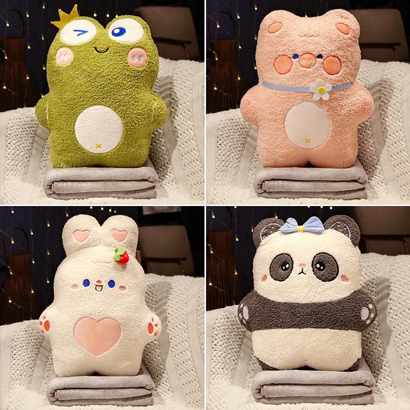 Кролик Милая Панда Лягушка И Свинья Плюшевая Подушка И Плед Для Офисного Сна