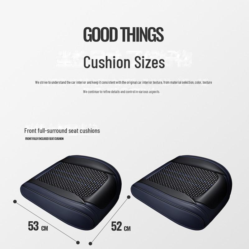 Комплект всесезонных подушек на сиденье автомобиля для водителя, с кожаной обивкой и материалом Ice Silk для вентиляции и противоскользящими свойствами.