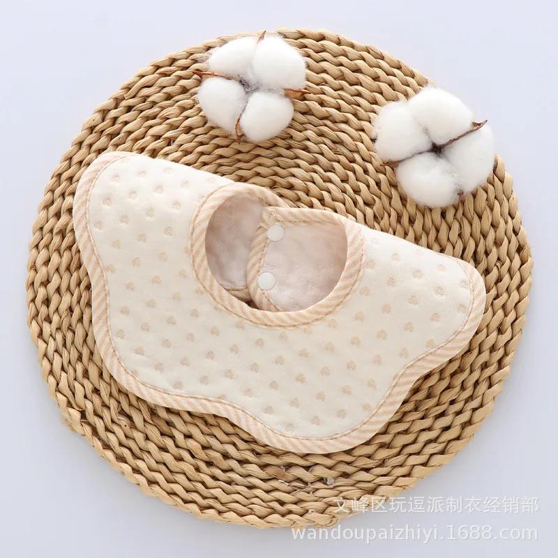 Newborn Baby Color Cotton Simple Cotton Warm Saliva Towel Bib 360 Degree Baby Petal Bib Male and Female Baby Feeding Apron Bib