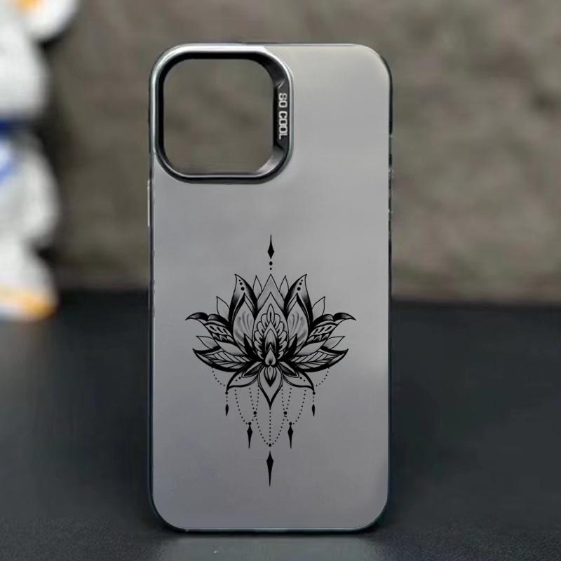 Ретро чехол для телефона с узором в виде цветка лотоса для iPhone 17 16 15 14 13 12 11 Pro/ Max/Plus ударопрочная задняя крышка защита от отпечатков пальцев