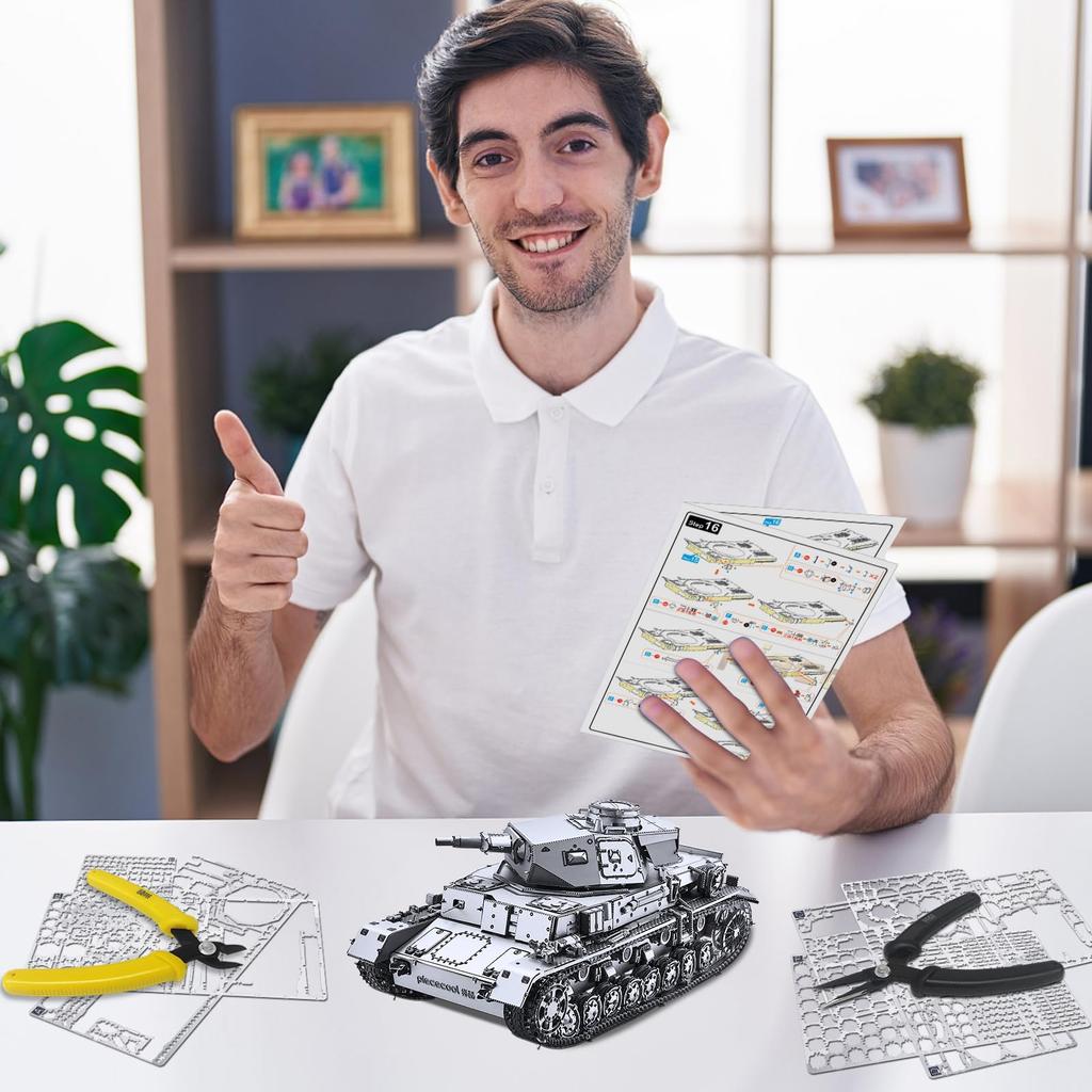 Piececool 3D Panzer IV D Metallic Nano 3D Metal Assembly No Glue For Intermediate and Adult Collectible Ornament Puzzle, Ausf. Tank, Puzzle, Puzzle,