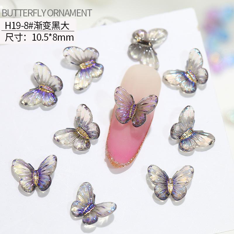 20Pcs Butterfly nail art accessories - nail decorations with iridescent and three-dimensional butterflies made of resin for nail art.