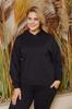 Women's Style Big Size Sweatshirt Hooded Basic Sweat-Black
