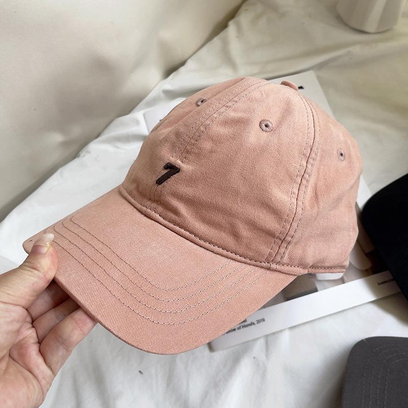 Korean pure cotton soft-top baseball cap for men and women, suitable for large head sizes, casual and versatile, summer duckbill cap with letter