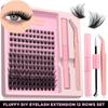 Lash Clusters Kit With Waterproof Strong Hold DIY Lash Extension Kit Lash Bond And Seal And Eyelash Tweezers Makeup