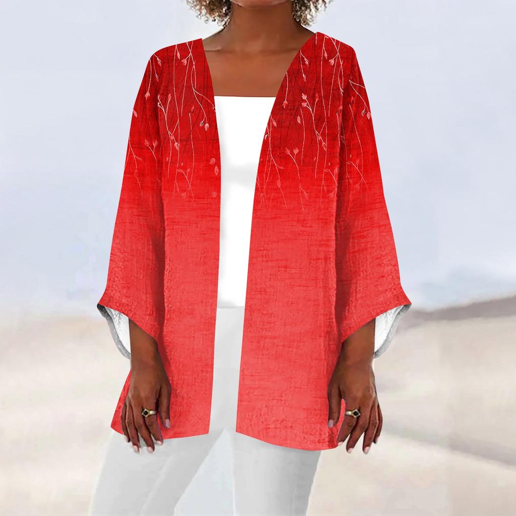 Women's Casual Fashion Printed Lightweight Mid-length Jacket Cardigan