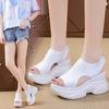 Summer Knitted Fishmouth Shoes Platform High Heel Flying Woven Sandals Platform Sports Sandals for Women