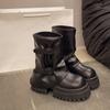 Short Boots Women's 2024 Autumn and Winter New Retro Small Thick-soled Heightening Locomotive Trouser Boots Martin Boots