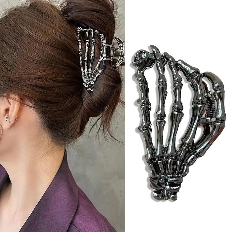 Новинка 2023 года, заколки для волос в виде скелета паука на Хэллоуин для женщин, ювелирные аксессуары, черный, серебристый, золотой, большая заколка, вечерние головные уборы