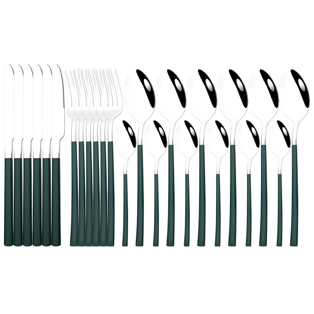 Набор столовых приборов из нержавеющей стали, 24 шт., ножи, вилка, ложка, ужин, посуда, вечерние кухонные столовые приборы, набор столового серебра