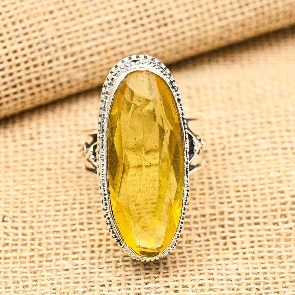 Драгоценный камень цитрин ручной работы из стерлингового серебра 925 пробы винтажные ювелирные изделия для подарочного кольца
