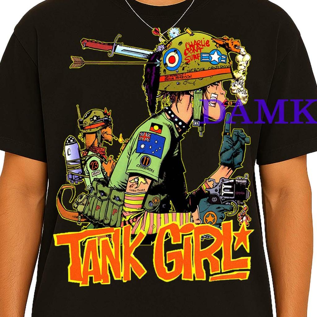 Футболка с Танк Girl, Футболка-оммаж Танк Girl, Футболки для фанатов Танк Girl, Винтажный свитер Танк Girl, Подарок-мерч Танк Girl, Ретро-футболка-трибьют Танк Girl