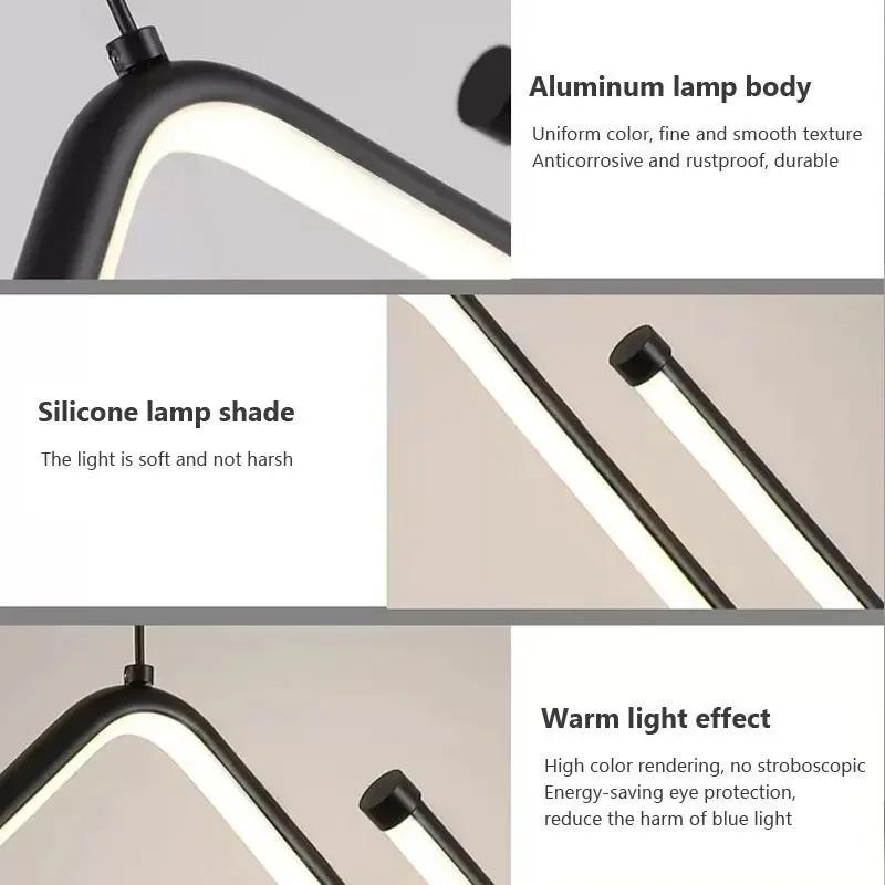 Modern LED Chandelier 125CM Black Gold Strip Dining Room Lamps For Living Room Bar Kitchen Bedroom Indoor Decor Led Fixture