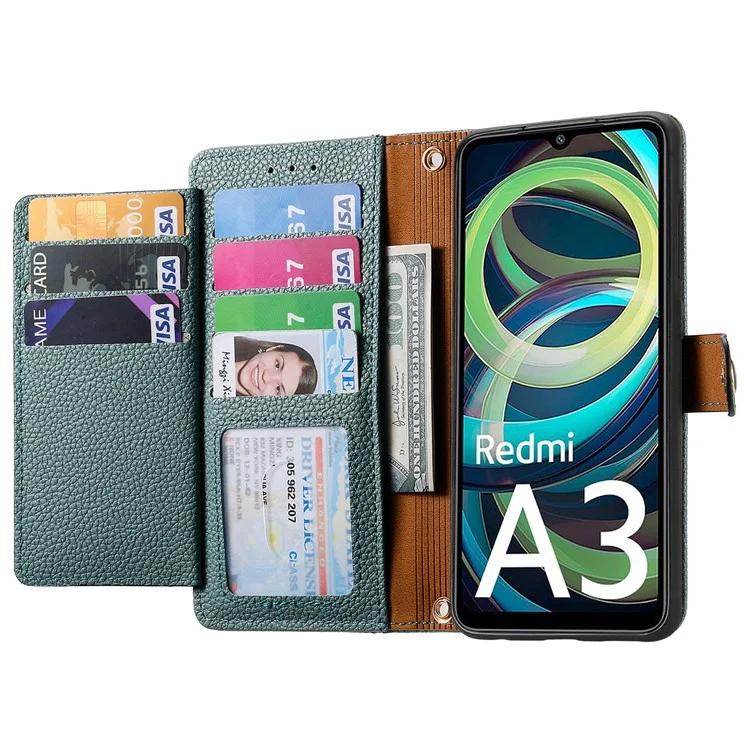 Для Xiaomi Redmi A3 / Poco C61 4G чехол RFID блокирующий молнию кошелек кожаный флип-чехол для телефона