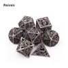 7 Pcs Silver Red Dragon Metal Dice Hollow Metal Polyhedral Dice Set Suitable for Role-Playing RPG  Board Game Card Game