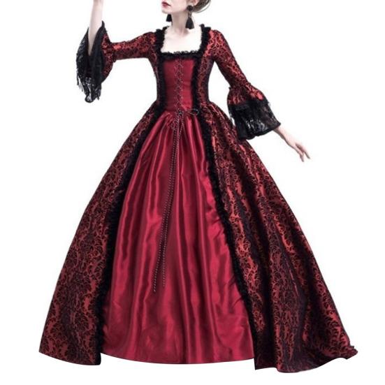 Средневековое бальное платье королевы эпохи Возрождения с рукавами-колокольчиками, платье макси, костюм на Хэллоуин