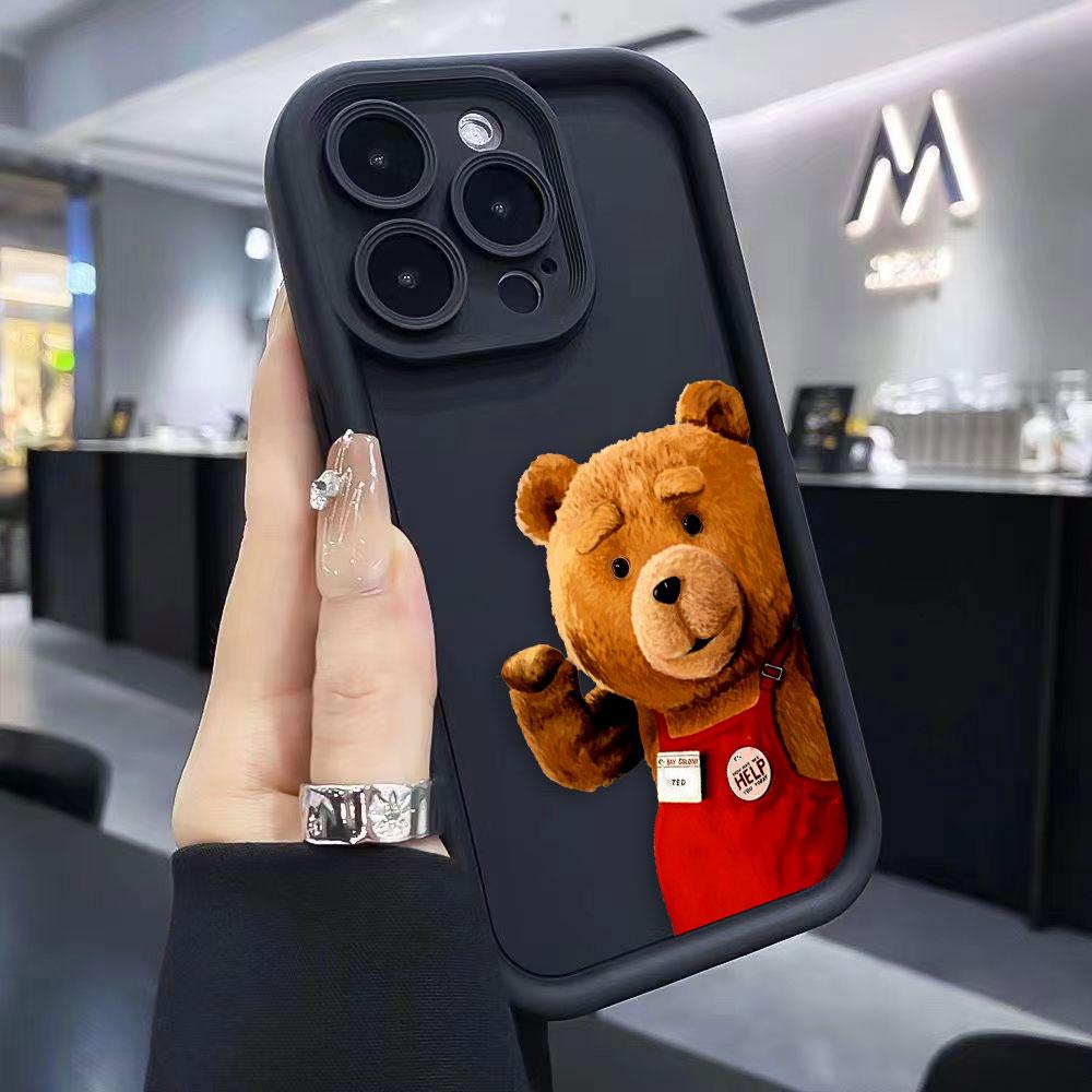Мультяшный Медведь T-Teddy Чехол для Телефона для iPhone Apple 17 AIR 16 16E 11 12 13 14 15 XR Plus Pro Max Чехол Своими Руками TPU Ударопрочный Чехол Capa