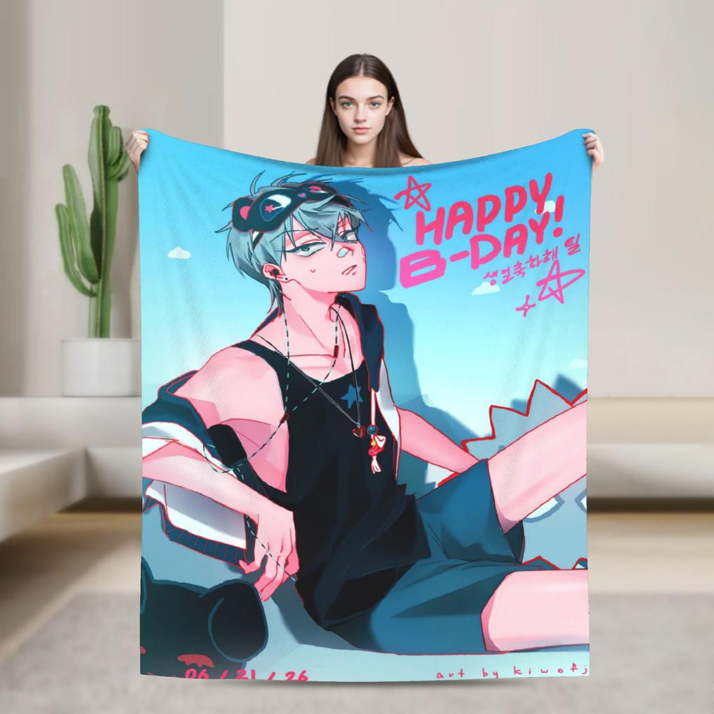Super Soft Blanket Picnic Kawaii Chibi LUKA Hot Anime ALIEN STAGE Throw Blanket Flannel Bedspread For Bedroom Sofa Bed Cover