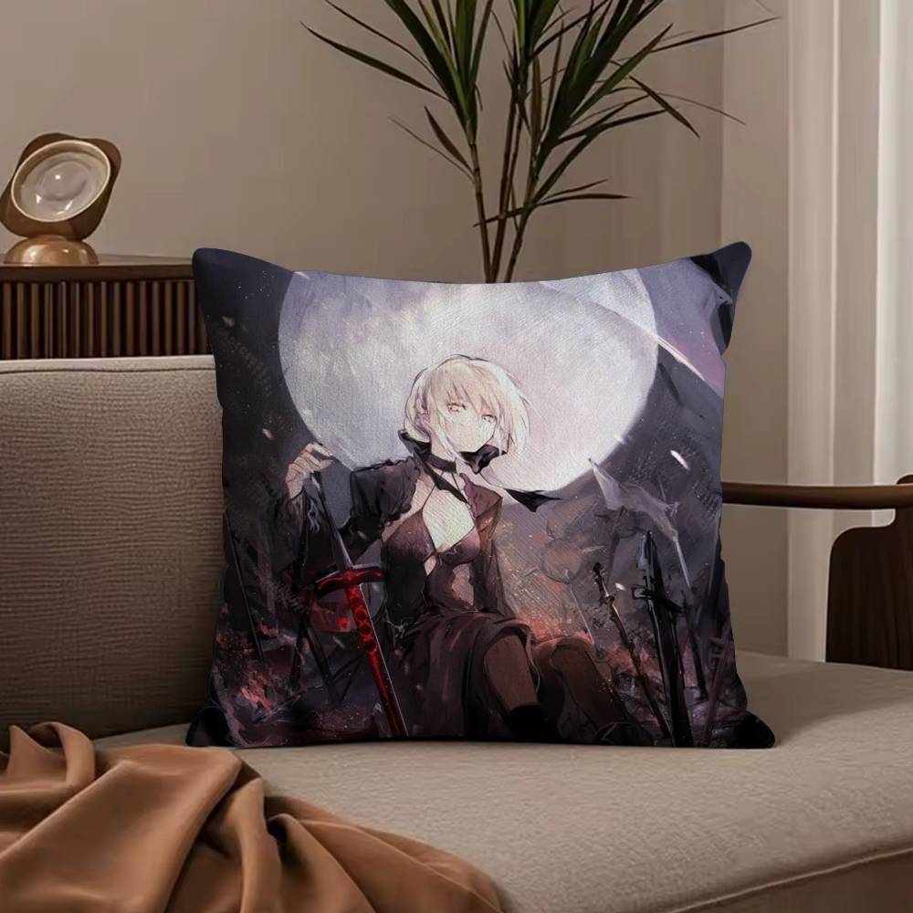 F-Fate Night S-Saber Наволочка Противопылевой клещ Наволочка Невидимая молния Шелковистый короткий плюш Чехол для подушки дивана